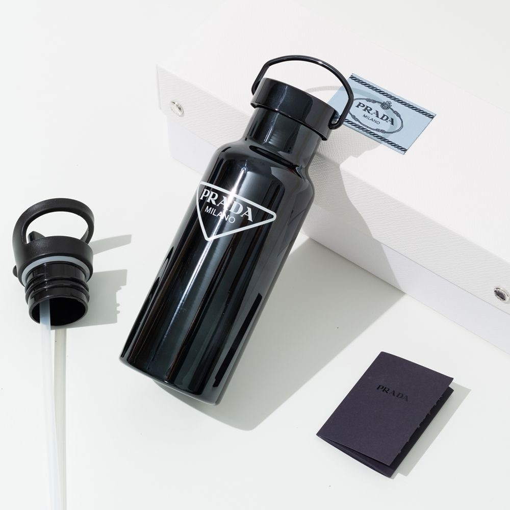 PRADA Glossy Black water Bottle Milano with box